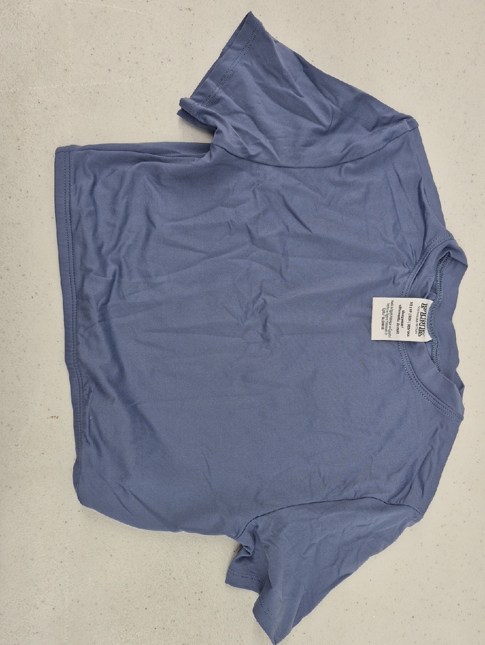 Victoria's Secret Short-Sleeve Crewneck Crop Top Sleep Wear Dusty Blue